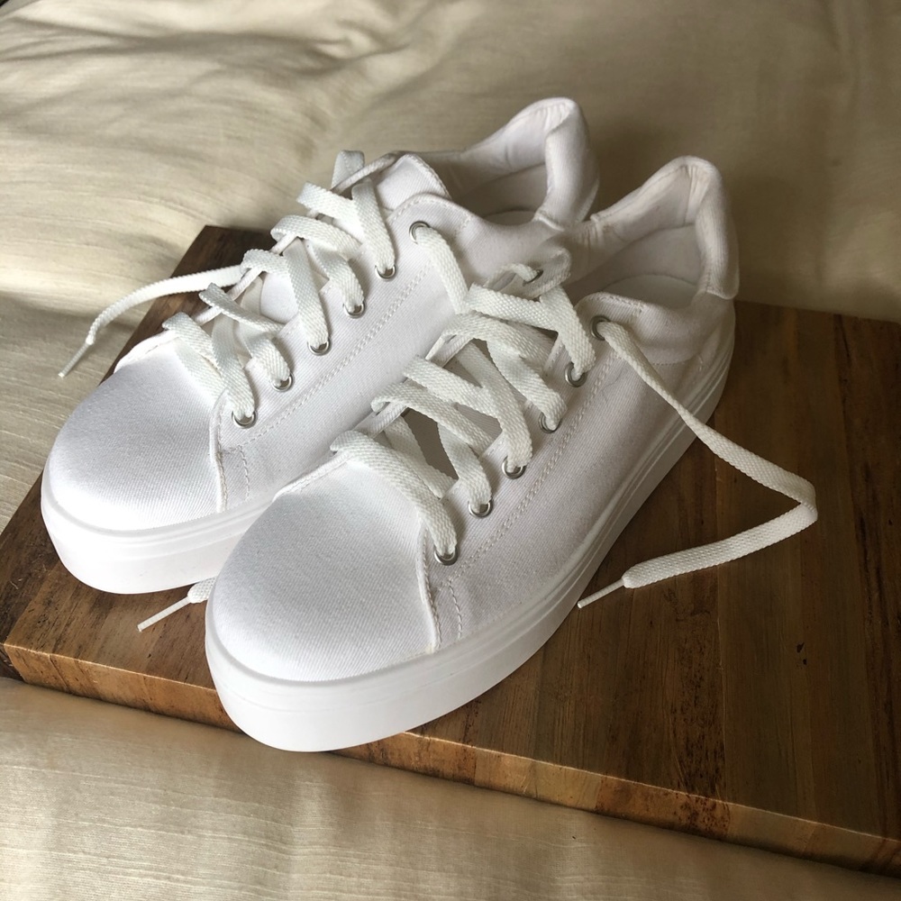 ASOS platform white canvas sneakers